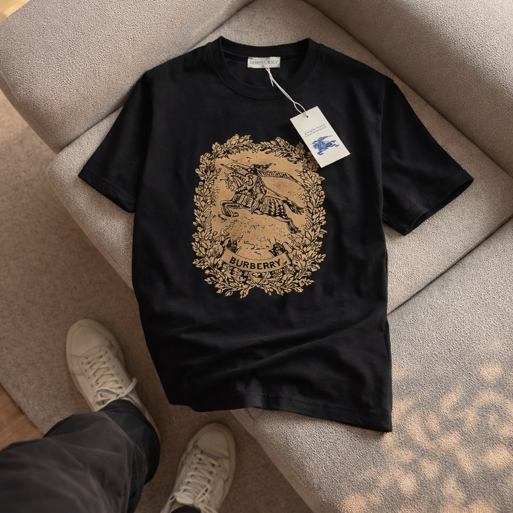 Burberry Logo Bisiklet Yaka T-Shirt - Siyah