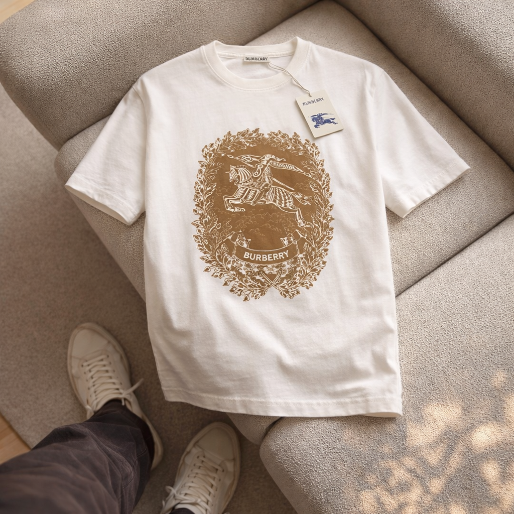 Burberry Logo Bisiklet Yaka T-Shirt - Beyaz